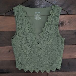 ReoRia Women's Green Lace Top